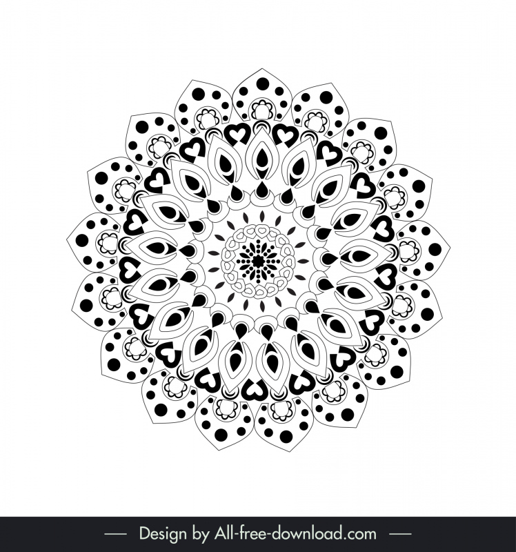  flor mandalas icono signo negro blanco ilusión simétrica forma contorno