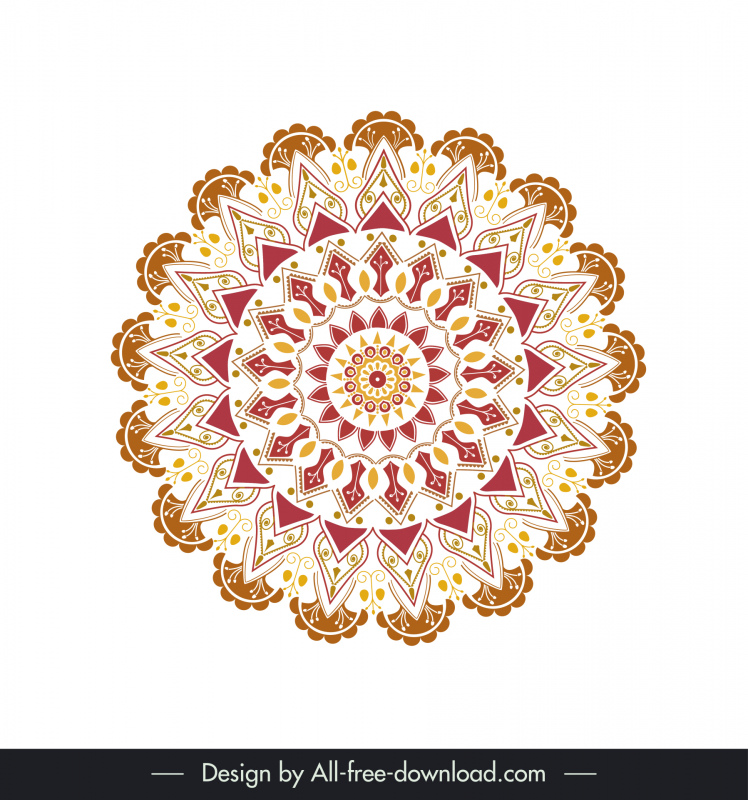 Flower Mandalas Logotype Vintage Symmetrical Illusion Decor