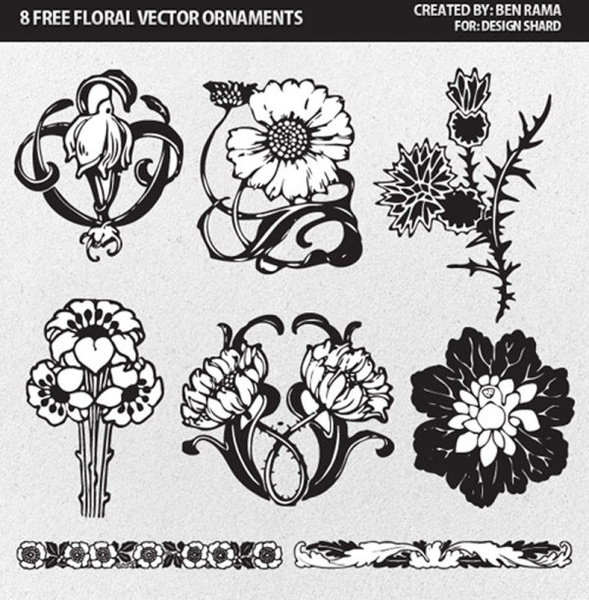 邊框和圖案向量的花卉裝飾