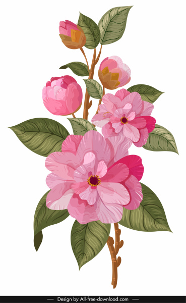 pintura floral brilhante colorido esboço clássico