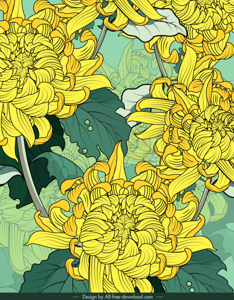 lukisan bunga desain closeup klasik dekorasi kabur