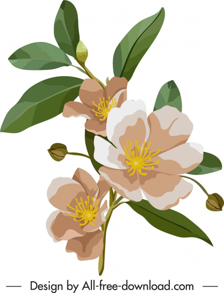 lukisan bunga warna klasik sketsa closeup desain