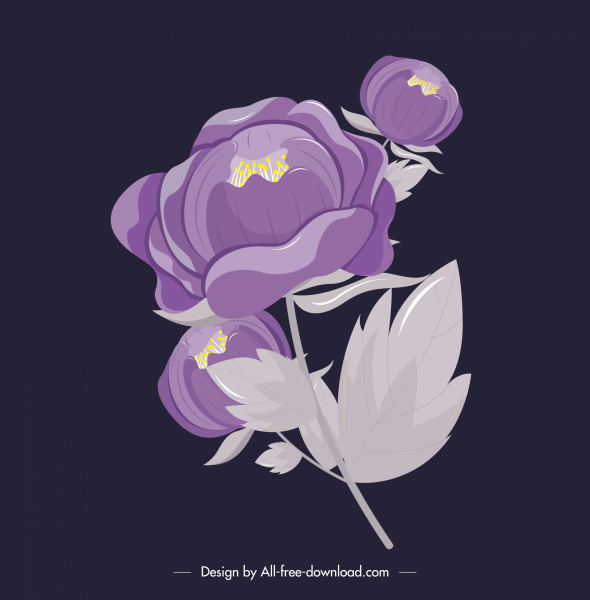 花の絵画古典的な紫色の芽をスケッチします。