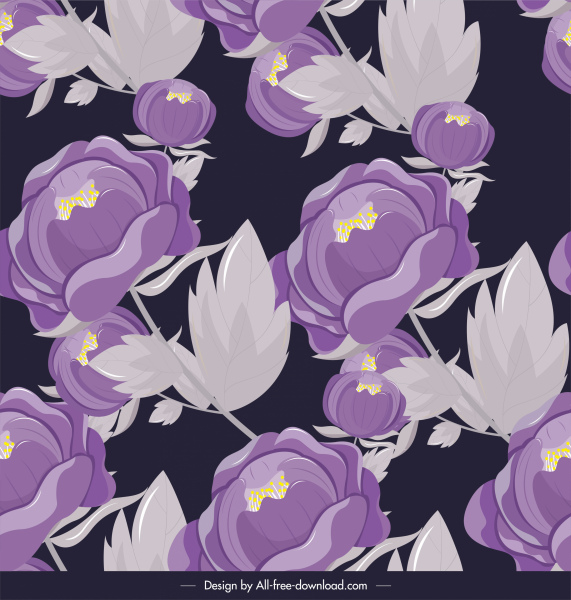 bunga lukisan dekorasi abu-abu violet klasik
