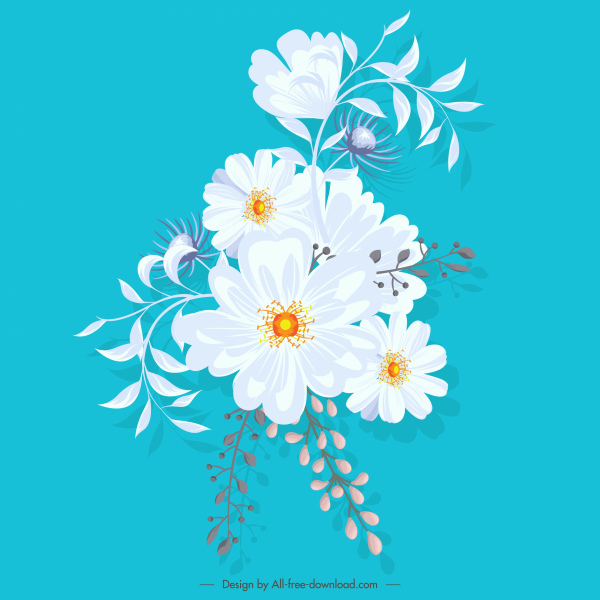 फूल चित्रकला शास्त्रीय सफेद सजावट