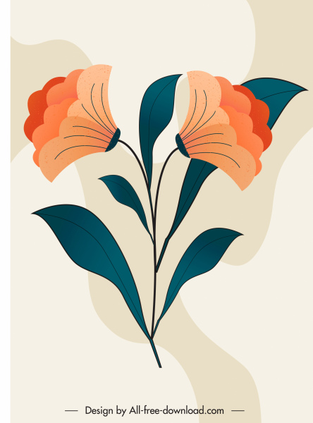 pintura de flor colorido esboço plano clássico