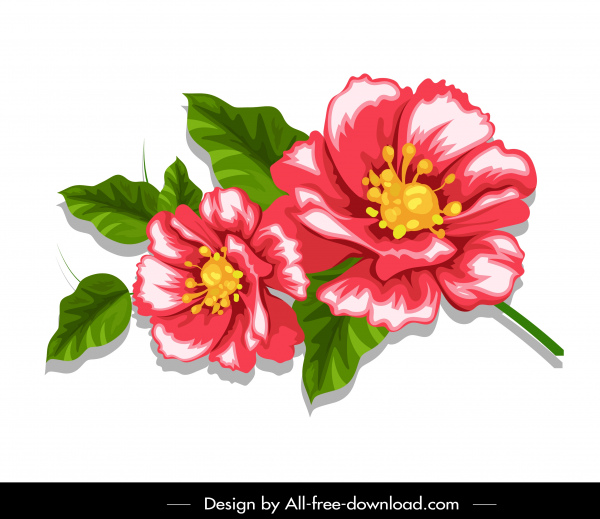 lukisan bunga dekorasi gambar tangan klasik berwarna-warni