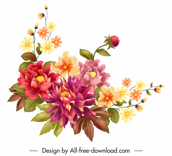 lukisan bunga dekorasi klasik elegan berwarna-warni