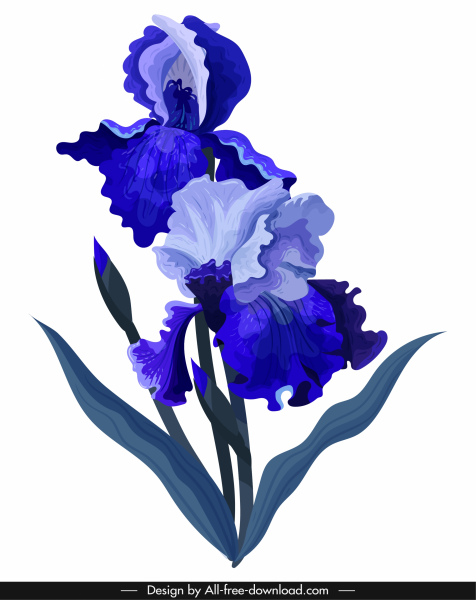 lukisan bunga dekorasi ungu gelap sketsa gambar tangan klasik