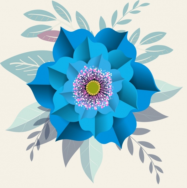 ภาพวาดดอกไม้หลากสีเครื่องประดับการออกแบบ 3 มิติ