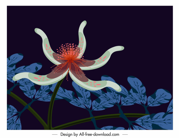 kwiat malarstwo 3D wystrój ciemny kolorowy projekt
