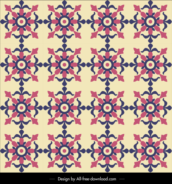 Шаблон цветочного узора, повторяющийся винтажный декор, плоский дизайн