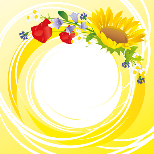 bunga dengan kuning putaran latar belakang vektor grafis