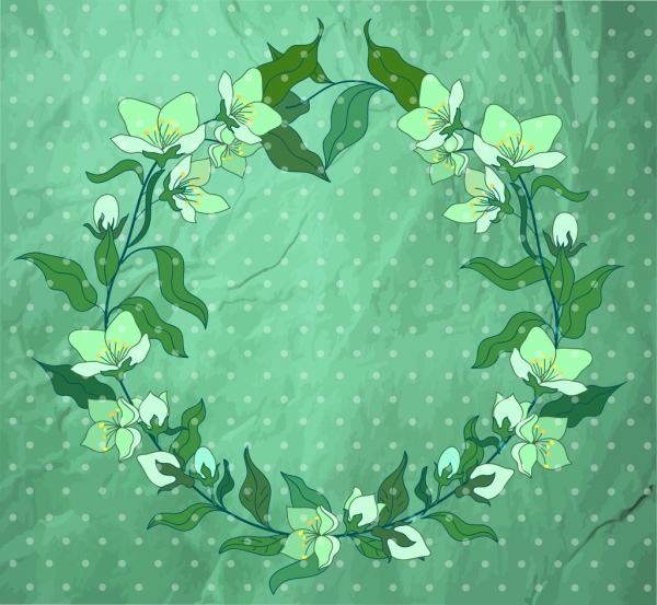 Hoa vòng hoa nền cổ điển màu xanh lá cây trang trí