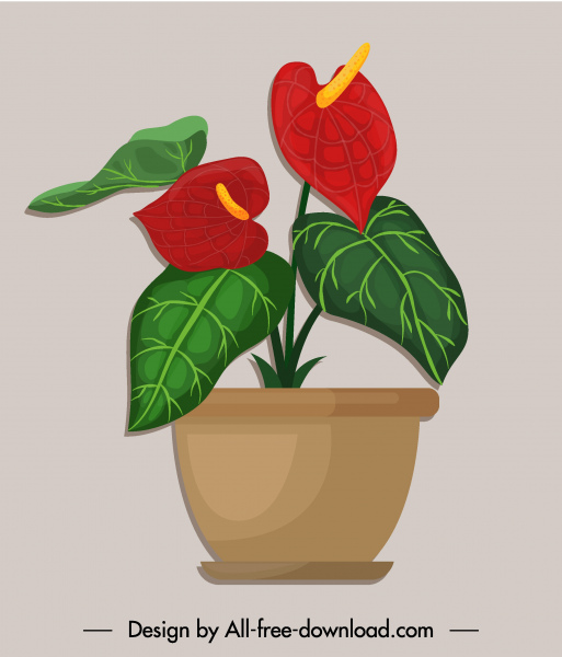 Flowerpot Symbol farbige klassische flache Skizze