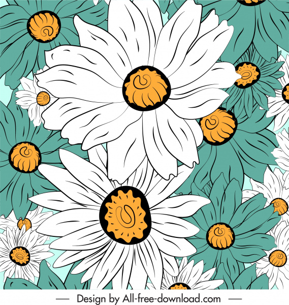 Blumen Hintergrund farbige klassische handgezeichnete Skizze Nahaufnahme Design
