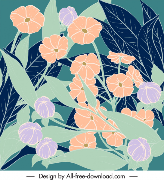 Blumen Hintergrund farbige Retro handgezeichnete Skizze