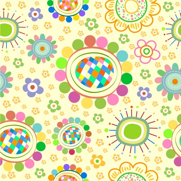 sfondo colorato tondo curve decorazioni a fiori
