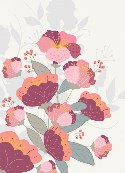 Flores de fondo colorido diseño clasico