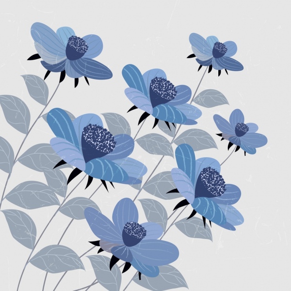 Decoracion de flores de fondo azul oscuro