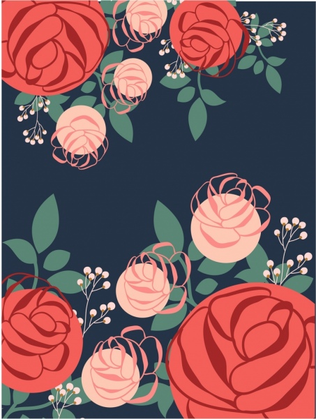 bunga latar belakang warna-warni mawar ikon dekorasi