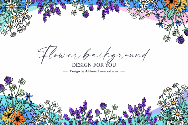 Blumen Hintergrundvorlage hell handgezeichnet elegant klassisch