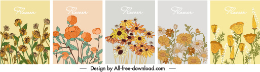 Blumen Hintergrundvorlagen elegante klassische handgezeichnete Skizze