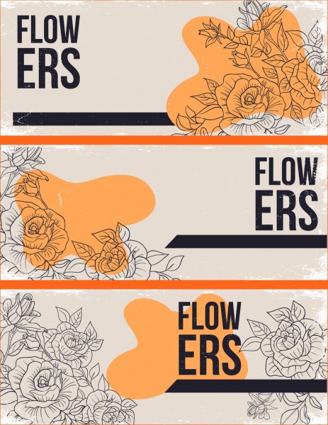 Blumen Hintergrund orange Retro-Skizze