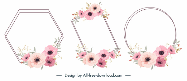 plantillas de borde de flores elegante diseño de geometría de decoración clásica