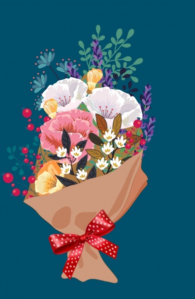 Hoa bó hoa Sơn trang trí đầy màu sắc cổ điển