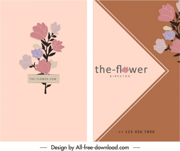 templat kartu bunga desain klasik yang elegan