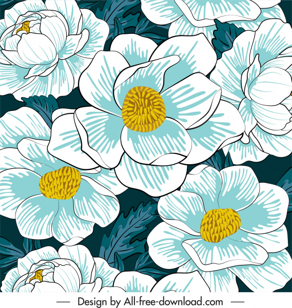 bunga lukisan berwarna klasik closeup desain