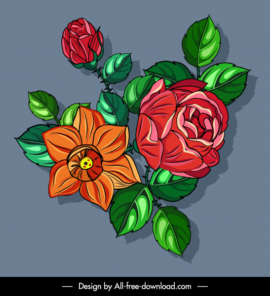 fiori pittura colorato disegno classico