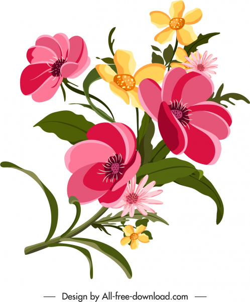 Blumen malen bunte klassische blühenden Skizze