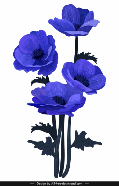 Blumen malen dunkelviolettes Dekor
