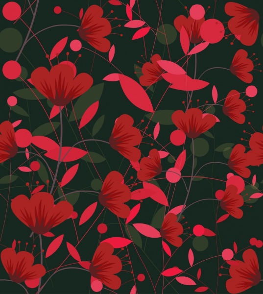 цветы узор классический темно-красный дизайн