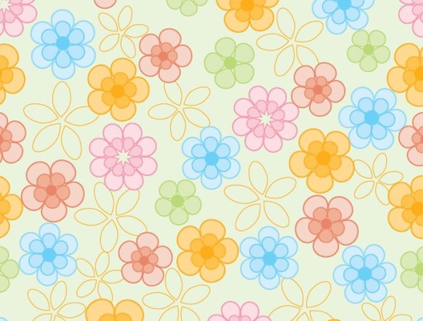 pola bunga dekorasi mengulangi datar klasik berwarna-warni