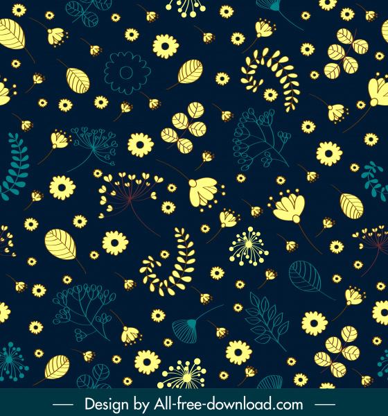 꽃 패턴 템플릿 어두운 고전적인 플랫 장식
