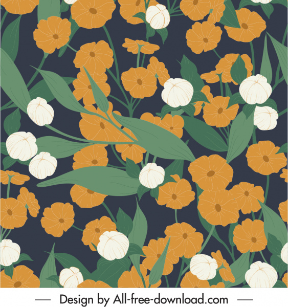 꽃 무늬 템플릿 어두운 복고풍 디자인