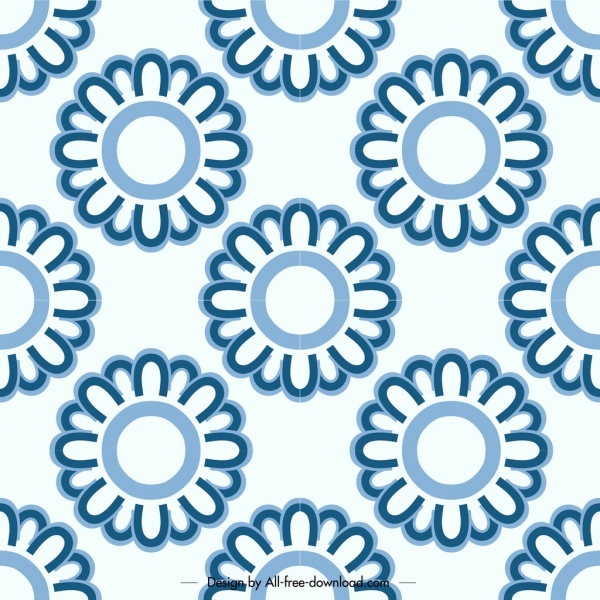 template pola bunga dekorasi lingkaran berulang datar