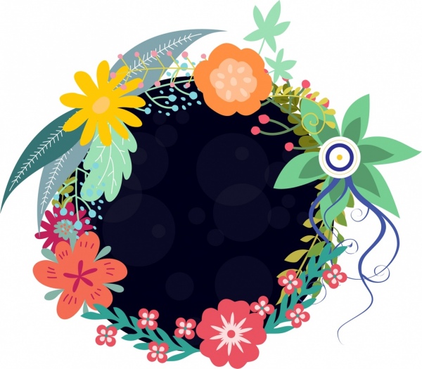 إكليل الزهور رمز الفضاء الأسود الملونة الكرتون رسمرمز مكافحة ناقلات