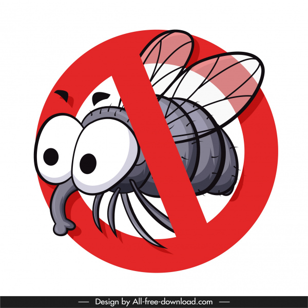 Fly Kill Zeichen Vorlage lustige Cartoon Skizze