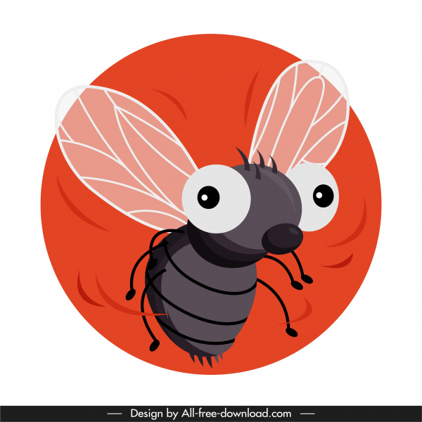 iconos de especies de mosca divertido boceto de dibujos animados