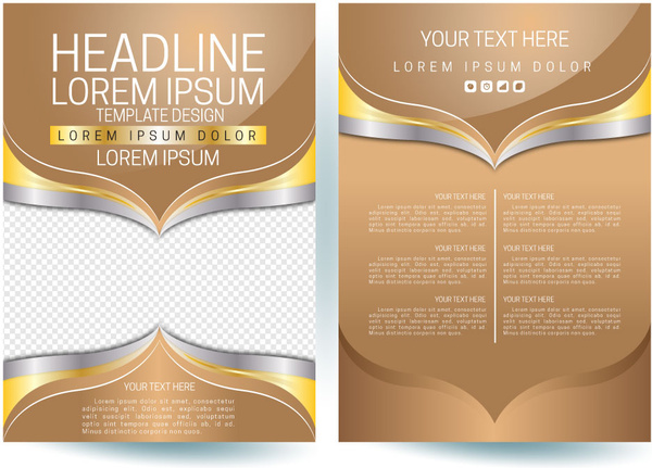 Flyer template desain vektor pada warna kuning coklat
