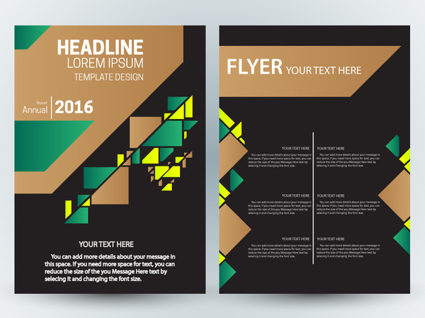 brosur desain template dengan kontras warna latar belakang