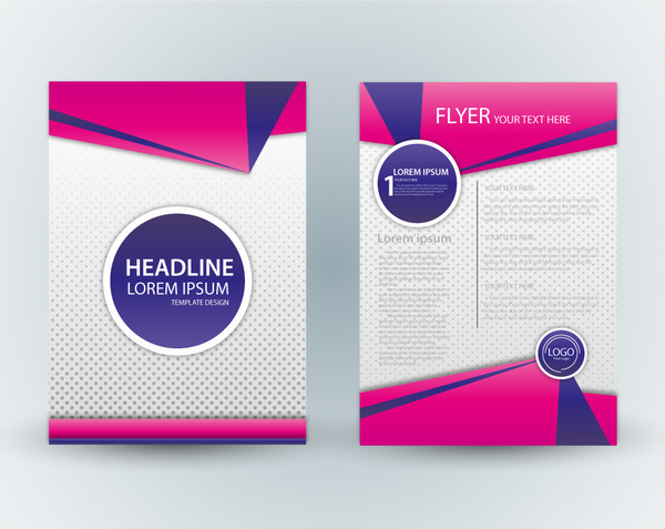 brosur desain template dengan latar belakang merah muda dan bintik-bintik