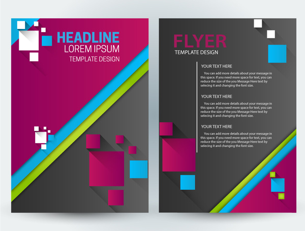brosur desain template dengan kotak ilustrasi