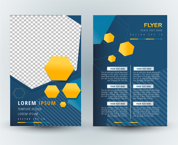 brosur desain vektor template dengan ilustrasi geometris abstrak