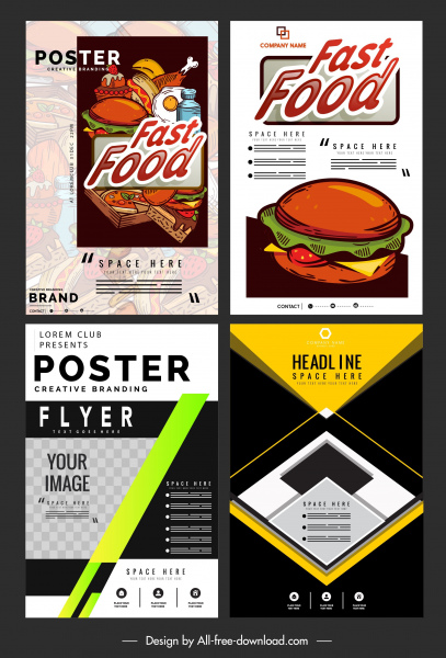 modelos panfletos temas abstratos fast food