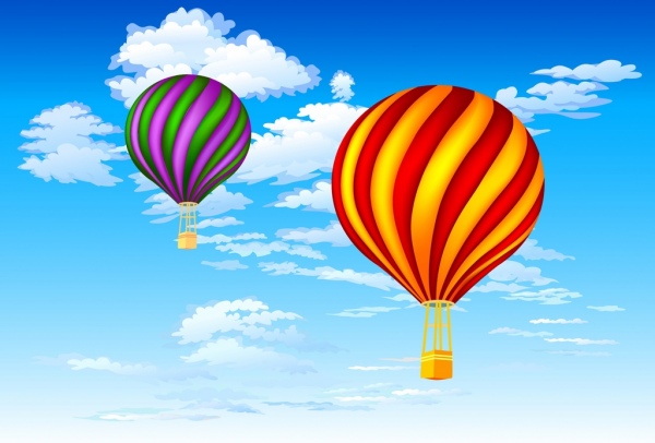 les ballons volants fond colorée décoration